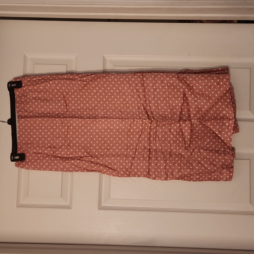 Zara Soft Pink Polka Dot Slit Skirt - Picture 5 of 5